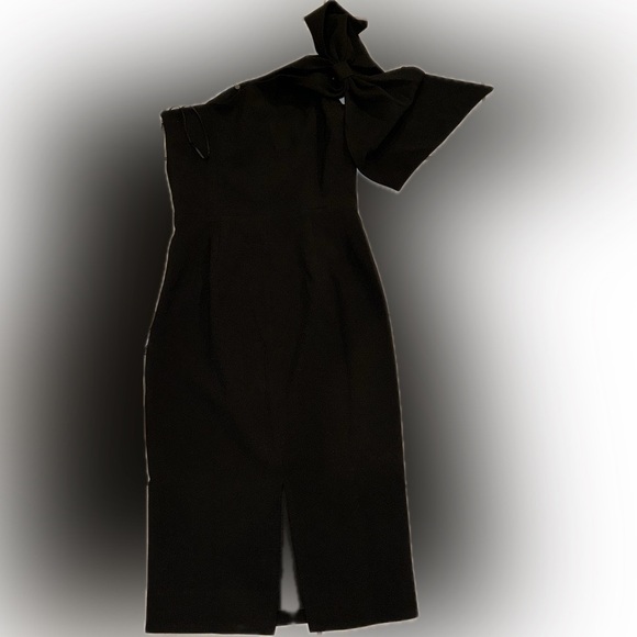 NWOT DRESS THE POPULATION Tiffany One-Shoulder Midi Dress Black S - Picture 3 of 6
